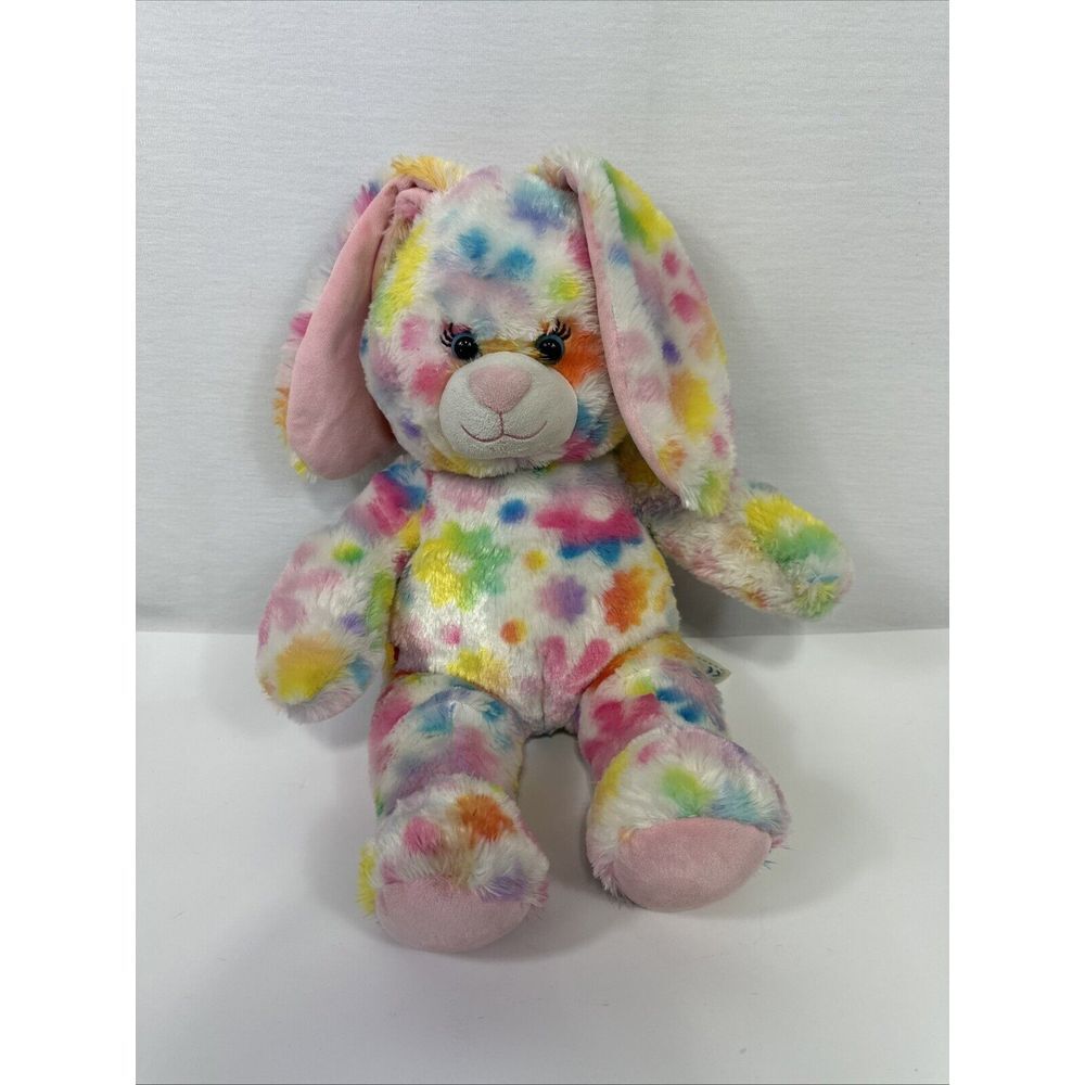 Build A Bear Rainbow Tie Dye Pastel Bunny Plush Rabbit 16" Easter Colors
